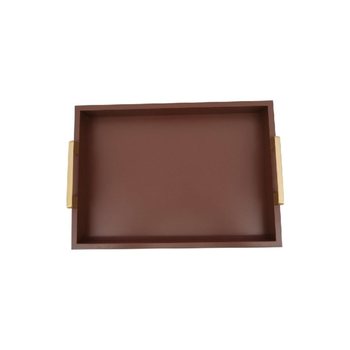 فيلي صينية خشبية مستطيلة بمقبض باللونين البني والذهبي غير لامع بمقاس 42 سم 1قطعة