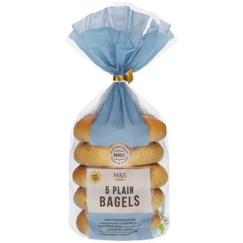 M&S Food Sourdough Plain Bagels 5 Pieces