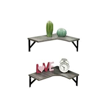 هوني بي مجموعة أرفف زاوية مثبتة على الحائط على شكل حرف L مكونة من قطعتين باللون الرمادي 1قطعة