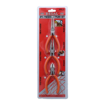 Regal Tools 3-Piece Drop Forged Chrome Plated Precision Plier Set Orange And Silver 1.8×22.2×18.4Cm 1Piece