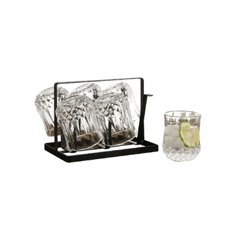 Bien Servi Glass Beverage Set with Iron Stand
