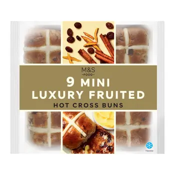 M&S Food Mini Luxury Fruited Hot Cross Buns 1Packet