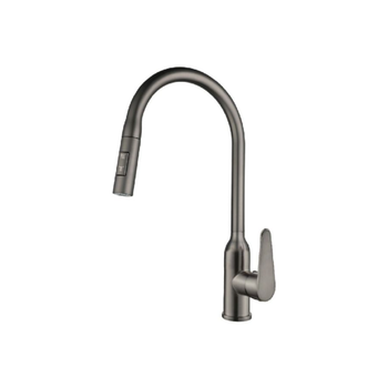 قطرة أكوا صنبور حوض المطبخ برأس رش قابل للسحب، تصميم عصري ومتين بمقبض واحد من الفولاذ المقاوم للصدأ، بتشطيب رمادي 1 × 1 × 1 سم JS-K085GG 1قطعة