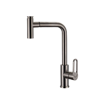 قطرة أكوا صنبور حوض المطبخ بمقبض واحد بتصميم أنيق وحديث، مصنوع من الفولاذ المقاوم للصدأ باللون الرمادي 1 × 1 × 1 سم JS-K089-1GG 1قطعة