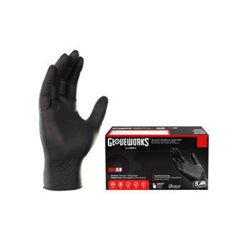 جلوف ووركس قفازات صناعية نيتريل مغطاة بالبوليمر خالية من اللاتكس أسود كبير GPNB46100 1قطعة