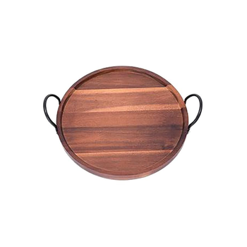 بين سيرفي لوح تقديم من الخشب الأكاسيا باللون البني بقطر 40سم الصديقة للبيئة AW18-X090 1قطعة