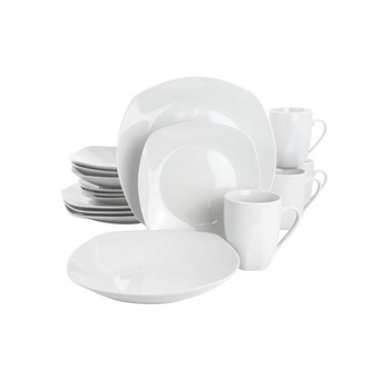 جيبسون كلاسيك بيرل طقم عشاء 16 قطعة مربع متوافق مع غسالة الصحون أبيض 27.3 x 27.3 x 26.67 سم 127251.16 1قطعة