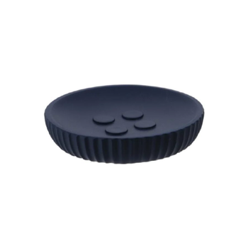 تندنس وعاء صابون بوليريسين دائري بتصميم أنيق مخطط باللون الأزرق داكن بقطر11سم 64103118 1قطعة