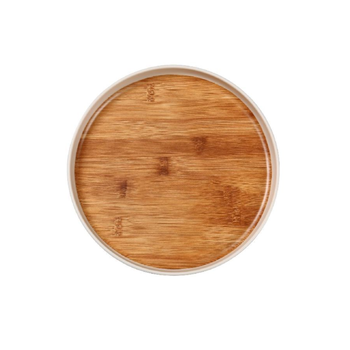 فيلي  طبق عشاء دائري أنيق ومتين من الميلامين والخيزران باللونين البني والأبيض، بأبعاد 25.4 × 2 سم، Y1K120124-PH051-C 1قطعة