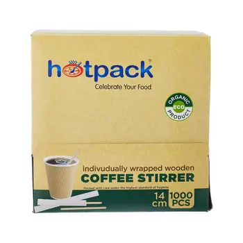Hotpack Eco Wooden Coffee Stirrer 1000 Pack