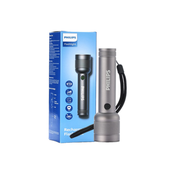 Philips 910 Lumens Aluminium Alloy Long Range LED Rechargeable Flashlight Grey 15.1 x 2.5 x 3.8 cm SFL2186R/56 *(98763) 2.32Kg