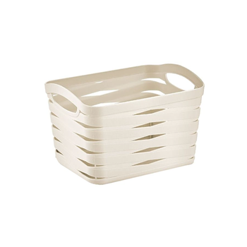 يو سي إس إيه سلة غسيل بلاستيك مستطيلة بتصميم مضلع عاجي 26 x 20 x 17 سم M-082 IW 1قطعة