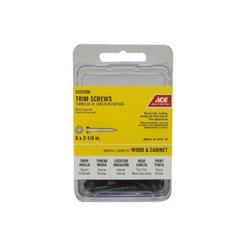 Ace Black Coarse Trim Screws No.6 50 Pieces