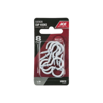ACE White Cup Hooks 8 Pieces
