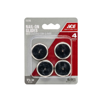Ace Black-Silver Nail-On Glides 4 Pieces