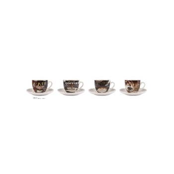 Saco Coffee Design Cup and Saucer Set Brown-White