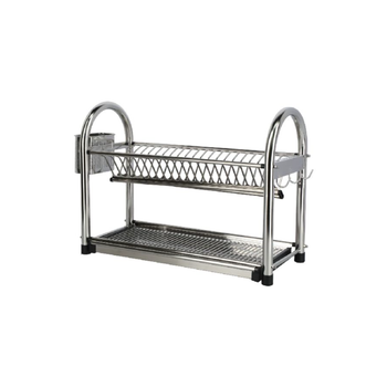 Parfait Large 2-Layer Dish Rack Silver 27.4 X 16.2 X 64 Cm 1Piece
