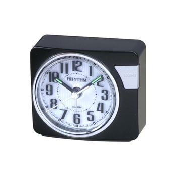 ريذم ساعة منبه كوارتز وبصوت تنبيه لطيف وباللونين الأسود والأبيض وبأبعاد 6.4 × 7.2 × 3.2 سم 1قطعة
