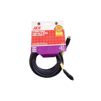 إيس  3381399 كابل إس-فديو مقاوم للتآكل متين أسود وذهبي 12 قدم 1قطعة