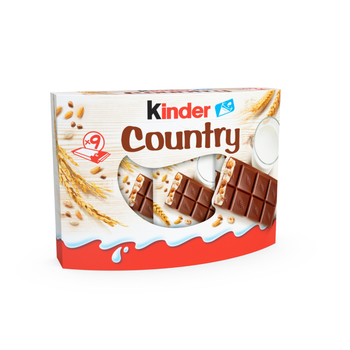 Kinder Country Milk Chocolate Bars With Milky Filling and Cereals Multi Pack 9 Individually Wrapped Bars 211.5g