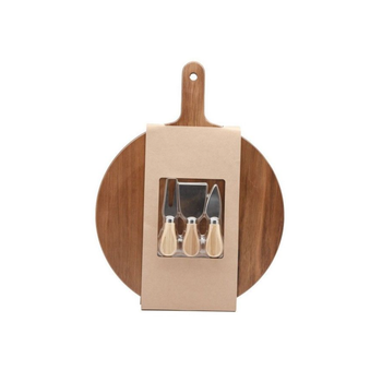 بين سيرفي لوح تقديم الجبن عالي الجودة مع سكاكين بني وفضي 42سم SR15542A 1قطعة