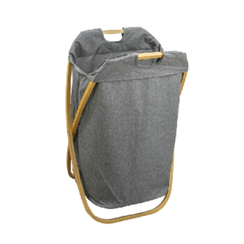 نحلة العسل سلة الغسيل بتصميم قابل للطي وغطاء مفتوح من البامبو بلون رمادي، SB70 × 46 × 33 سم 0113E 1قطعة