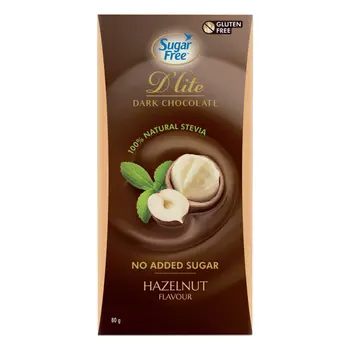 شوقر فري دي لايت شوكولاتة داكنة بالبندق 80جرام