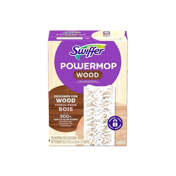 سويفر 1026724 طقم رؤوس مايكروفايبر بديلة لممسحة باور للاستخدام الرطب والجاف على الأرضيات الخشبية 5 قطع 15.4 بوصة أبيض 1قطعة