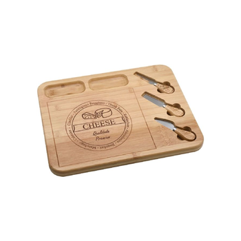BIEN SERVI Multi-Functional Engraved Bamboo Cutting Board with Knives Brown 2.5 x 32 x 40 cm SR00340B *(82229) 1Piece