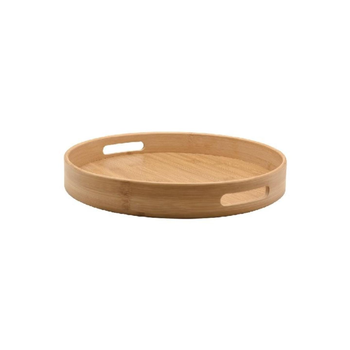 بين سيرفي صينية من البامبو المستدام عالية الجودة بشكل دائري اللون البني، 5× 35× 35سم G11-M020 1قطعة