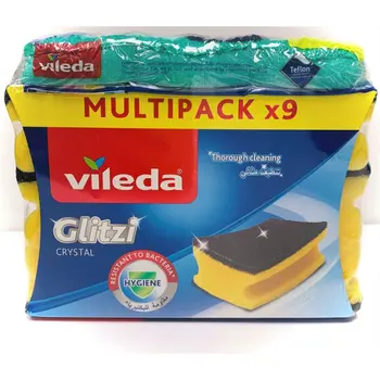Vileda Glitzi Yellow Dishwashing Sponge 9 Pieces