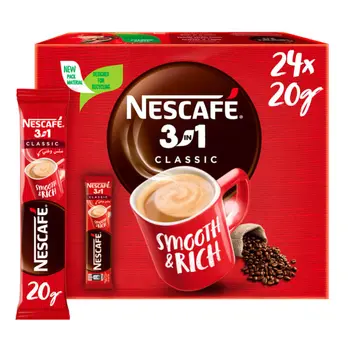 نسكافيه 3 في 1 مزيج قهوة فوري بطعم كريمي ناعم 24×20جرام