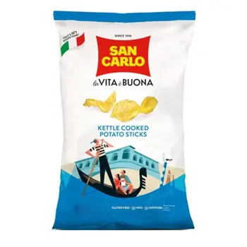 سان كارلو رقائق البطاطس المطبوخة بنكهةملح البحر، 100جرام