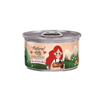 Natural Kitty Wet Food For Adult And Kittens With Chicken And Carrots In Gravy 80g