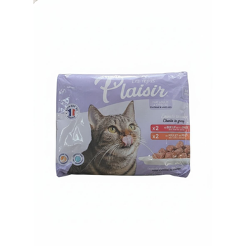 بلازير عبوة طعام قطط دجاج ولحم بقري 4×85جرام