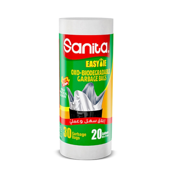 سانيتا أكياس نفايات قابلة للتحلل سهلة الإغلاق 30×20 جالون