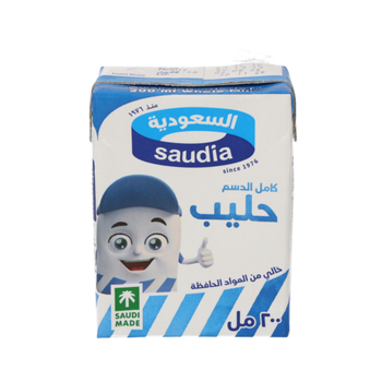Saudia UHT Whole Milk Full Fat 200ml