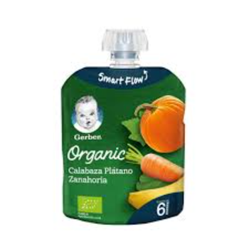 جيربر طعام أطفال عضوي بالقرع والموز والجزر من عمر 6 أشهر 90جرام