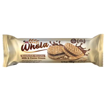 هولا بسكويت ساندويش بكريمة الحليب و الكاكاو 100جرام