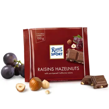 Ritter Sport Raisin & Hazelnuts Chocolate 100g