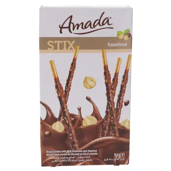 Amada Stix Hazelnut Biscuit Sticks 32g