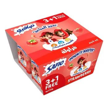 صافيو زبادي معزز للمناعة بنكهة الفراولة 4×110جرام