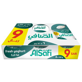 الصافي زبادي طازج كامل الدسم 6×120جرام