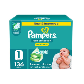 Pampers Baby-Dry Newborn Diapers Size 1 136 Pieces