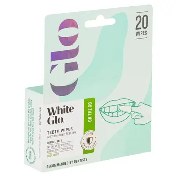 White Glo Waterless Teeth Wipes 20 Wipes 1Piece