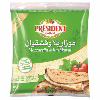 President Shredded Mozzarella & Kashkawan Cheese 400g