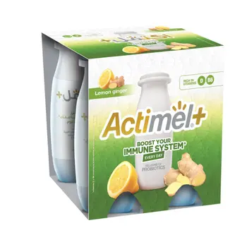 أكتيميل مشروب زبادي بالليمون والزنجبيل 4 × 93مل