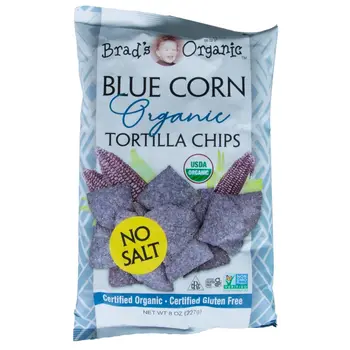 Brad'S Organic Blue Corn No Salt Tortilla Chips 227g