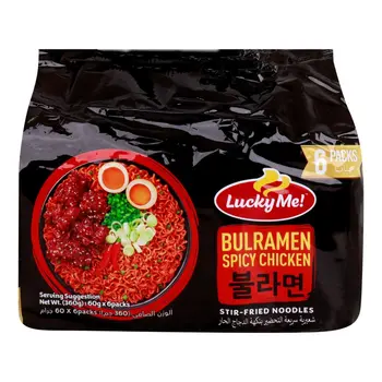 لاكي مي نودلز بولرامين مقلية بنكهة الدجاج الحار 6×60جرام