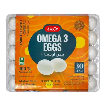 Lulu Omega 3 White Eggs Medium 30Pieces